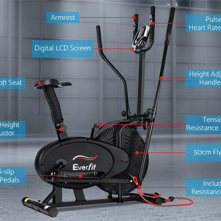 Everfit Exercise Bike 5 in 1 Elliptical Cross Trainer Home Gym Indoor Cardio