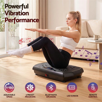 Everfit Vibration Plate Exercise Machine Full Body Shaker Workout Vibrate Fitness Platform with Bluetooth, 150KG Capacity, 150Speed Levels Vibrating Plate for Home Women Men, Black
