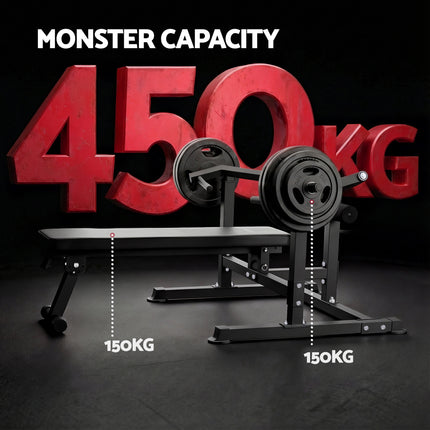 Everfit Chest Press Machine Home Gym Equipment Folding Workout Bench with Independent Arms Black