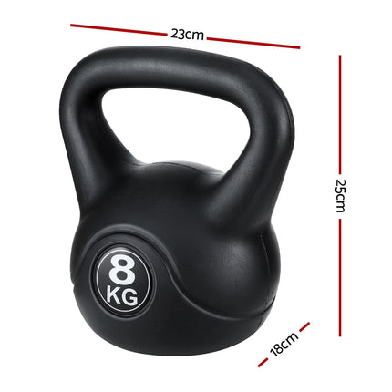 Everfit 8kg Kettlebell Set Weight Lifting Bench Dumbbells Kettle Bell Gym Home