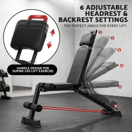 Everfit Adjustable Weight Bench Foldable Multi-Function Weight Bench