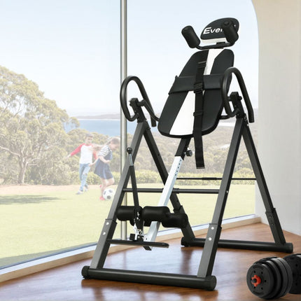 Everfit Inversion Table Gravity Exercise Inverter Back Stretcher Home Gym Grey