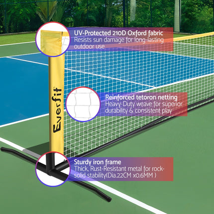 Everfit 10ft Portable Pickle Ball Net Adjustable Multi-Sport for Badminton Tennis Pickleball Volleyball