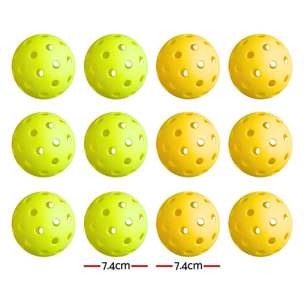 Everfit 12PC Pickleballs Set 40-Hole Design Indoor Outdoor Durable PE Balls Green/Yellow
