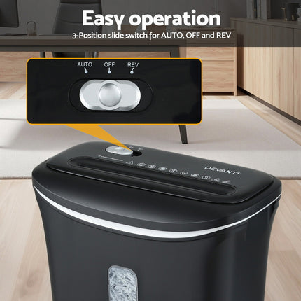 Devanti 12L Cross-Cut Shredder 8-Sheet Paper Home Office Credit Card