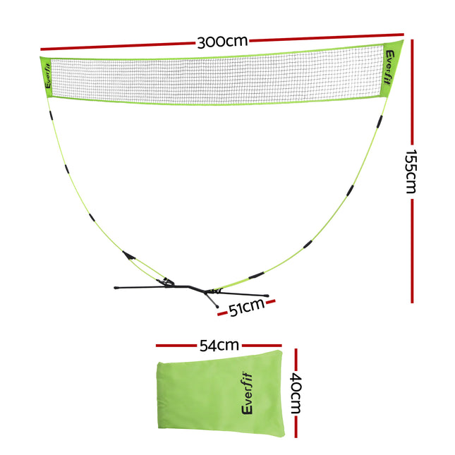 Everfit 3M Badminton Tennis Net Portable Volleyball Kit Yellow