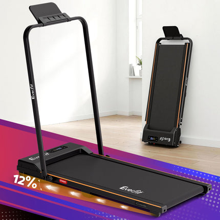 Everfit 3 in 1 Walking Pad Treadmill 12% Incline Foldable Under Desk Treadmills for Home Gym With 38cm Wide Belt Black