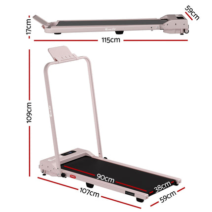 Everfit 3 in 1 Walking Pad Treadmill 12% Incline Foldable Under Desk Treadmills for Home Gym With 38cm Wide Belt Pink
