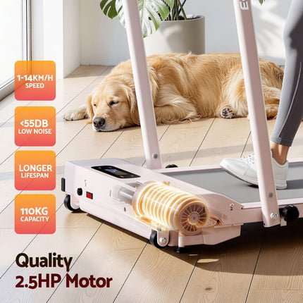 Everfit 3 in 1 Walking Pad Treadmill 12% Incline Foldable Under Desk Treadmills for Home Gym With 38cm Wide Belt Pink