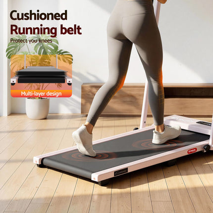 Everfit 3 in 1 Walking Pad Treadmill 12% Incline Foldable Under Desk Treadmills for Home Gym With 38cm Wide Belt Pink