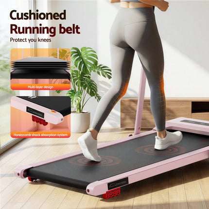 Everfit Treadmill Electric Walking Pad Incline Under Desk 380mm Pink