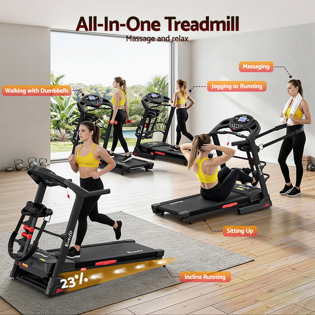 Everfit Treadmill Electric Home Gym Fitness Exercise Machine w/ Massager 480mm