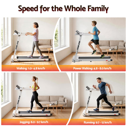 Everfit Treadmill Electric Home Gym Fitness Exercise Fully Foldable 450mm White