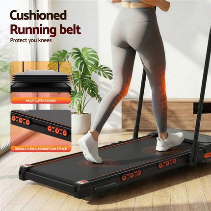 Everfit 3 in 1 Treadmill Electric Walking Pad Auto Incline Foldable for Home Gym Black