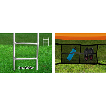 14ft Trampoline Everfit Kids Trampoline Rebounder w/ Ladder Basketball Hoop Orange