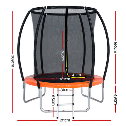 Everfit 6FT Trampoline for Kids w/ Ladder Trampoline Enclosure Safety Net Rebounder Orange