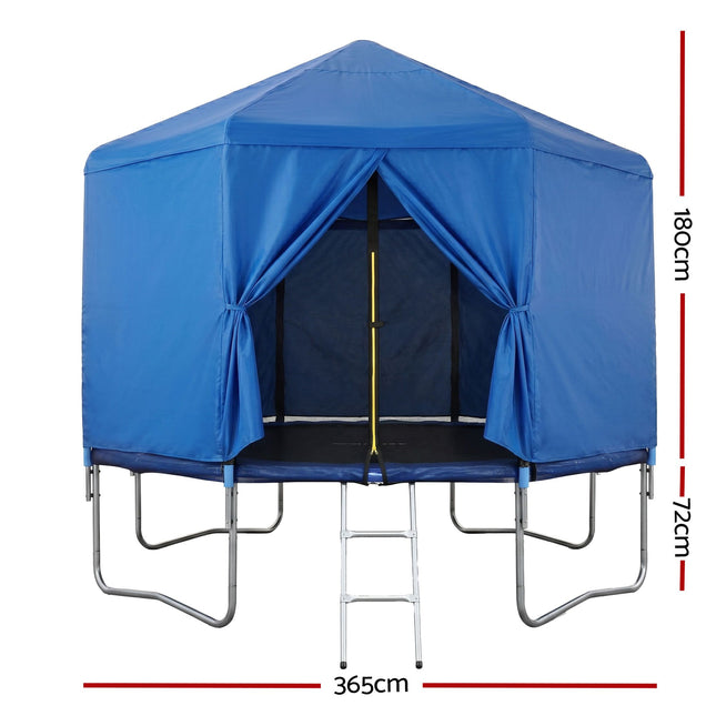 Everfit 12FT Kids Trampoline with Blue Tent Cover Ladder Rebounder Outdoor Toys