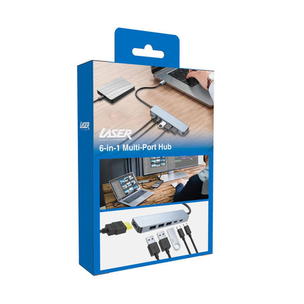 Laser USB-C 6-in-1 Multi-Port Hub with 4K HDMI and 100W PD Charging