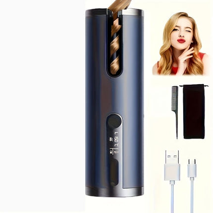 Gun - metal grey Black - gold color Black Automatic Hair Curler LED Temperature Display USB Rechargeable Curler Salon