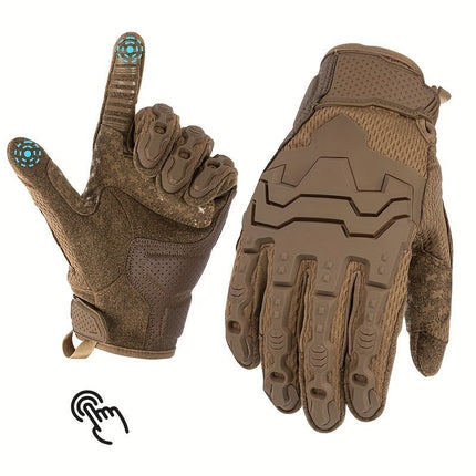 Men'S Full-Finger Gloves Tactical Gloves Touchscreen Gloves MTB Gloves Hiking - Black - Size XL
