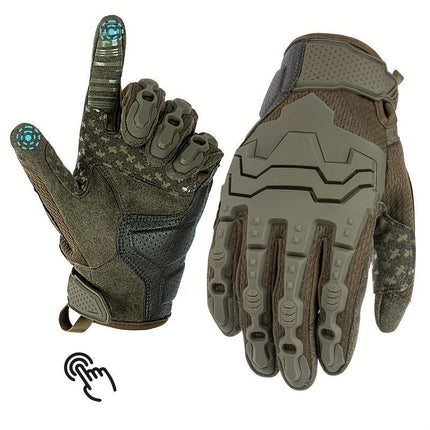 Men'S Full-Finger Gloves Tactical Gloves Touchscreen Gloves MTB Gloves Hiking - Brown - Size XL