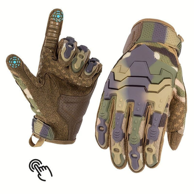 Men'S Full-Finger Gloves Tactical Gloves Touchscreen Gloves MTB Gloves Hiking - Camouflage - Size M