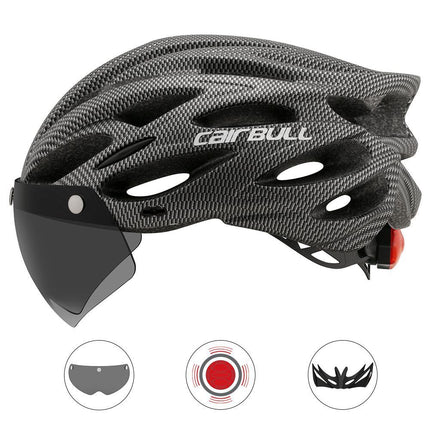 Road Bike Helmet Mountain Bike Helmet Cycling Helmet With Visor Bicycle Helmet - Carbon pattern - Size M55-59CM