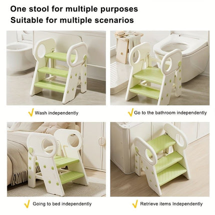 White children's washing stairs, kids bathroom steps, toddler step stool, bathroom stool for kids, child hygiene steps, kids self-care steps, bathroom ladder for kids