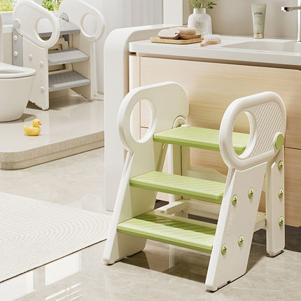White children's washing stairs, kids bathroom steps, toddler step stool, bathroom stool for kids, child hygiene steps, kids self-care steps, bathroom ladder for kids