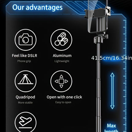 Black Blue mini selfie stick, Bluetooth selfie stick, extendable selfie stick, portable selfie stick, high-quality selfie stick, selfie stick Australia, wireless selfie stick, compact selfie stick, travel selfie stick, hands-free selfie stick