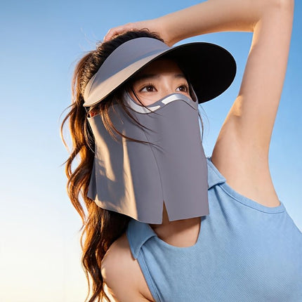 sun protection hat, detachable face mask hat, outdoor sports hat, lightweight sun hat, breathable hat, neck covering hat, foldable hat, unisex summer hat - Pink - Size L