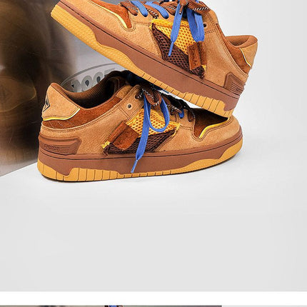 Vintage Sneakers Retro Skate Shoes Couple Matching Shoes Unisex Canvas Shoes - Camel - Size 6(AU6/EU39)