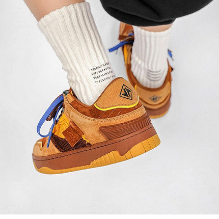 Vintage Sneakers Retro Skate Shoes Couple Matching Shoes Unisex Canvas Shoes - Camel - Size 8(AU8/EU41)