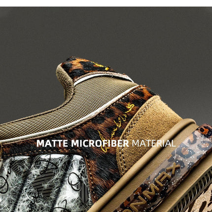 Leopard Print Sneakers Platform Chunky Shoes High-Top Casual Shoes Unisex - Leopard print brown - Size 11(AU11/EU44)