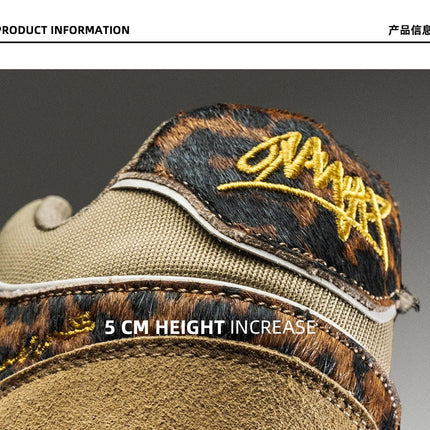 Leopard Print Sneakers Platform Chunky Shoes High-Top Casual Shoes Unisex - Leopard print brown - Size 6(AU6/EU39)