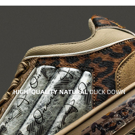 Leopard Print Sneakers Platform Chunky Shoes High-Top Casual Shoes Unisex - Leopard print brown - Size 7(AU7/EU40)