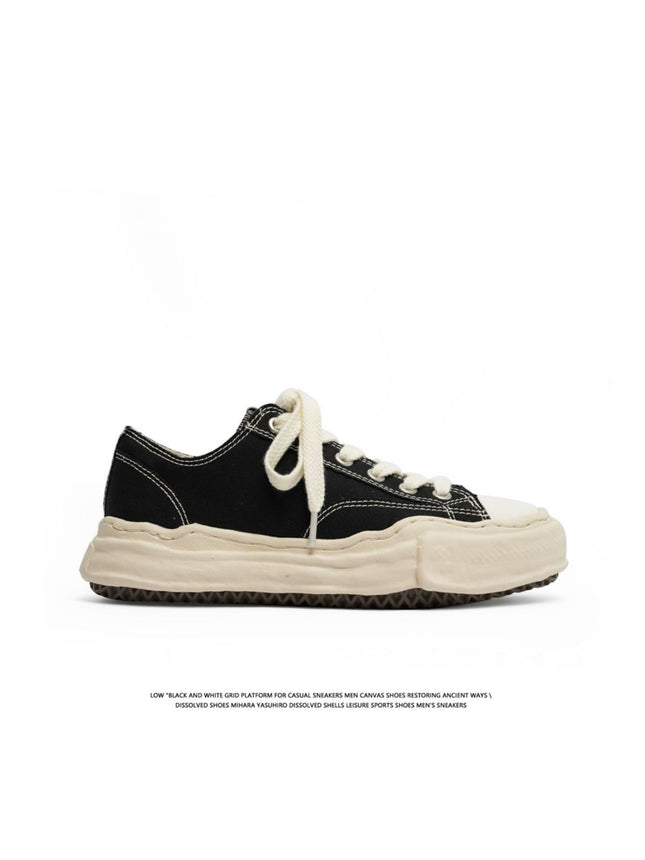 Canvas Sneakers Platform Sneakers Height-Increasing Shoes Unisex Casual Shoes - Black and white - Size 10(AU10/EU43)