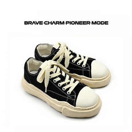 Canvas Sneakers Platform Sneakers Height-Increasing Shoes Unisex Casual Shoes - Black and white - Size 10(AU10/EU43)