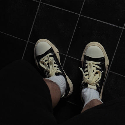 Canvas Sneakers Platform Sneakers Height-Increasing Shoes Unisex Casual Shoes - Black and white - Size 11(AU11/EU44)