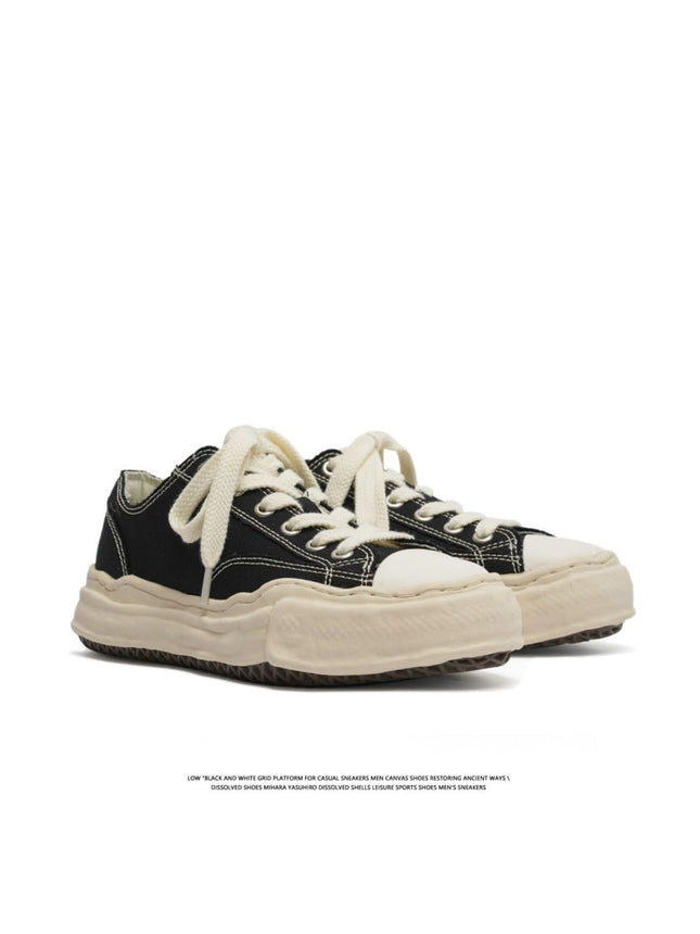 Canvas Sneakers Platform Sneakers Height-Increasing Shoes Unisex Casual Shoes - Black and white - Size 7(AU7/EU40)