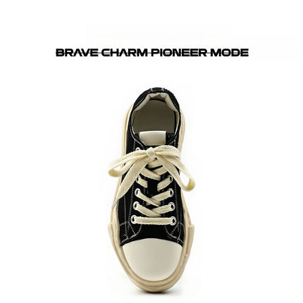 Canvas Sneakers Platform Sneakers Height-Increasing Shoes Unisex Casual Shoes - Black and white - Size 8(AU8/EU41)