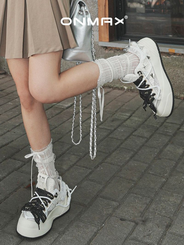 Camellia Platform Sneakers Chunky Canvas Shoes Unisex High-Top Sneakers Height - Camellia - Size 7(AU7/EU40)