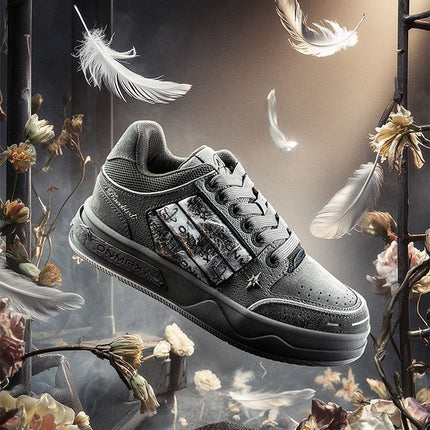 Leopard Print Sneakers Platform Chunky Shoes High-Top Casual Shoes Unisex - Gray pigeon - Size 10(AU10/EU43)