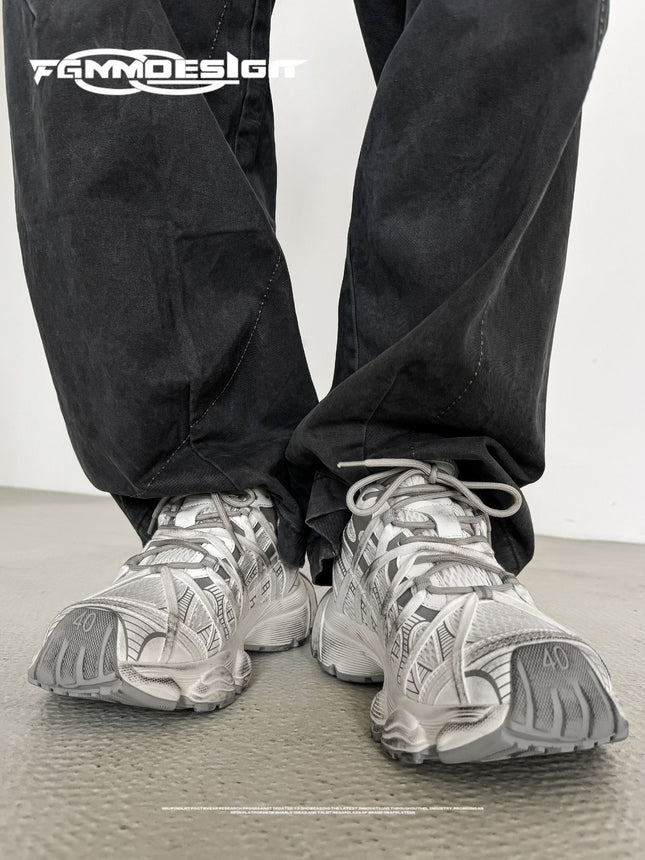 Chunky Sneakers Dad Shoes Thick Sole Sneakers High Street Sneakers Platform - Silver - Size 10(AU10/EU43)