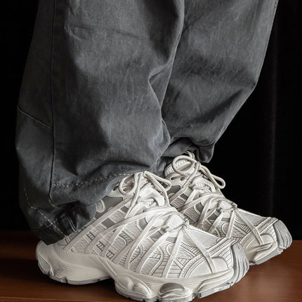 Chunky Sneakers Dad Shoes Thick Sole Sneakers High Street Sneakers Platform - Silver - Size 6(AU6/EU39)