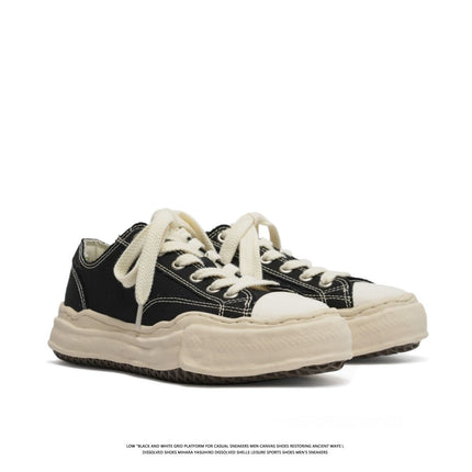 Canvas Sneakers Platform Sneakers Height-Increasing Shoes Unisex Casual Shoes - Black and white - Size 7(AU7/EU38)