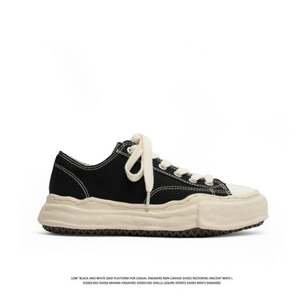 Canvas Sneakers Platform Sneakers Height-Increasing Shoes Unisex Casual Shoes - Black and white - Size 8(AU8/EU39)