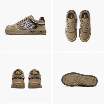 Leopard Print Sneakers Platform Chunky Shoes High-Top Casual Shoes Unisex - Leopard print brown - Size 10(AU10/EU41)
