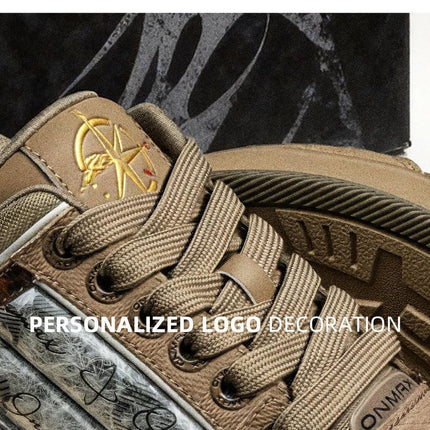 Leopard Print Sneakers Platform Chunky Shoes High-Top Casual Shoes Unisex - Leopard print brown - Size 10(AU10/EU41)