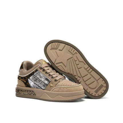Leopard Print Sneakers Platform Chunky Shoes High-Top Casual Shoes Unisex - Leopard print brown - Size 5(AU5/EU36)